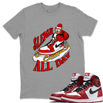 Air Jordan 1 Chicago shirt to match jordans Sleigh All Day sneaker tees christmas gift Xmas outfit AJ1 Chicago SNRT Sneaker Release Tees Unisex Heather Grey 1 T-Shirt