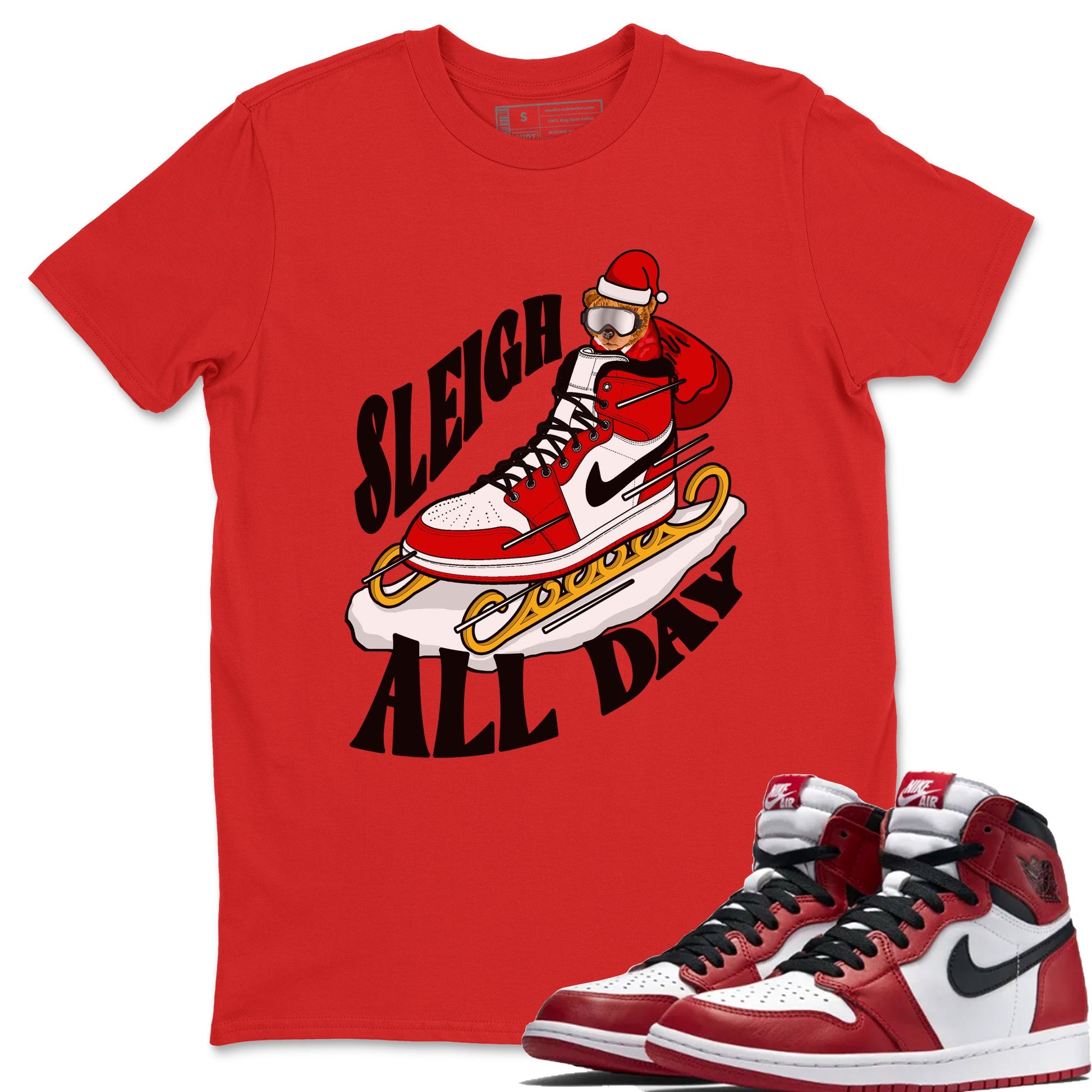 Air Jordan 1 Chicago shirt to match jordans Sleigh All Day sneaker tees christmas gift Xmas outfit AJ1 Chicago SNRT Sneaker Release Tees Unisex Red 1 T-Shirt