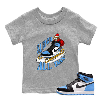 Air Jordan 1 UNC TOE shirt to match jordans Sleigh All Day sneaker tees christmas gift Xmas outfit AJ1 UNC TOE SNRT Sneaker Release Tees Baby Toddler Heather Grey 1 T-Shirt