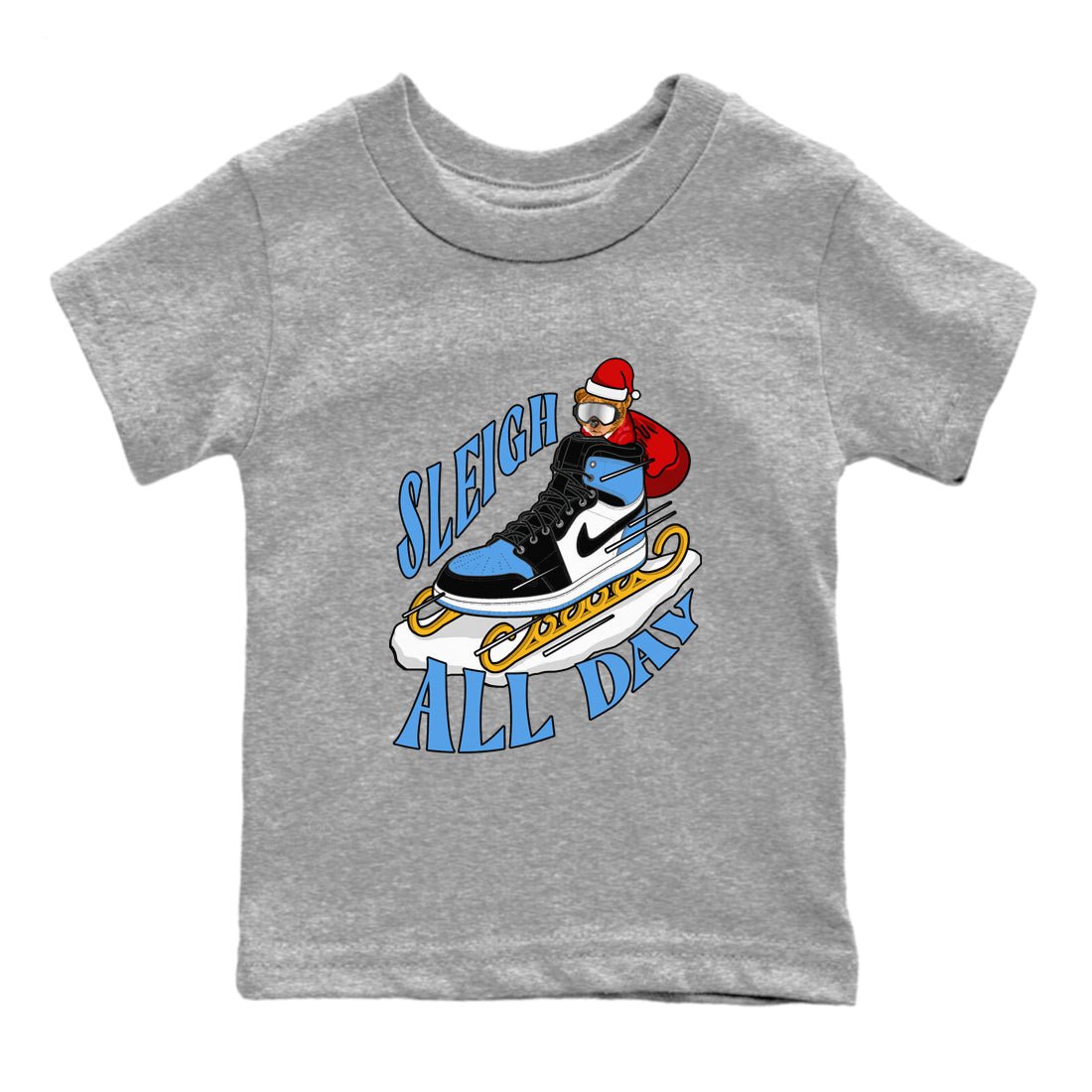 Air Jordan 1 UNC TOE shirt to match jordans Sleigh All Day sneaker tees christmas gift Xmas outfit AJ1 UNC TOE SNRT Sneaker Release Tees Baby Toddler Heather Grey 2 T-Shirt