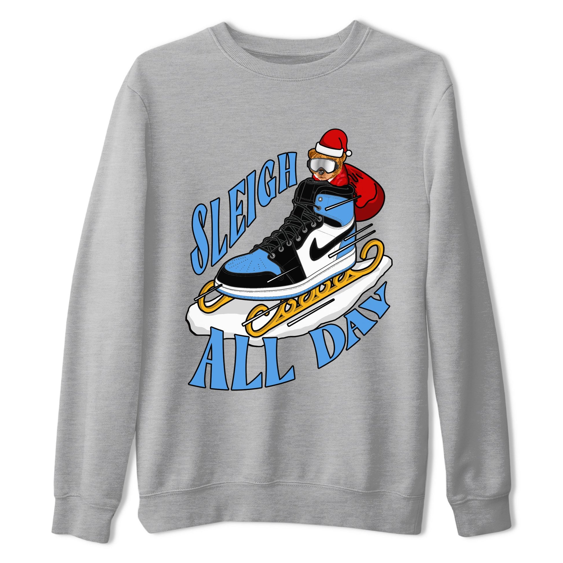 Air Jordan 1 UNC TOE shirt to match jordans Sleigh All Day sneaker tees christmas gift Xmas outfit AJ1 UNC TOE SNRT Sneaker Release Tees Unisex Heather Grey 2 T-Shirt