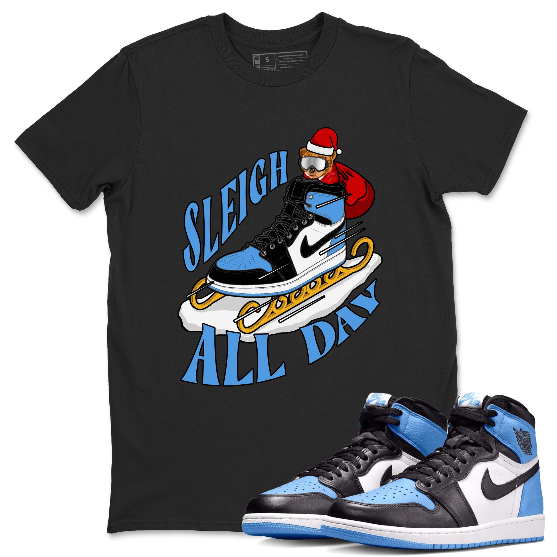 Air Jordan 1 UNC TOE shirt to match jordans Sleigh All Day sneaker tees christmas gift Xmas outfit AJ1 UNC TOE SNRT Sneaker Release Tees Unisex Black 1 T-Shirt