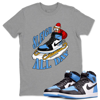 Air Jordan 1 UNC TOE shirt to match jordans Sleigh All Day sneaker tees christmas gift Xmas outfit AJ1 UNC TOE SNRT Sneaker Release Tees Unisex Heather Grey 1 T-Shirt