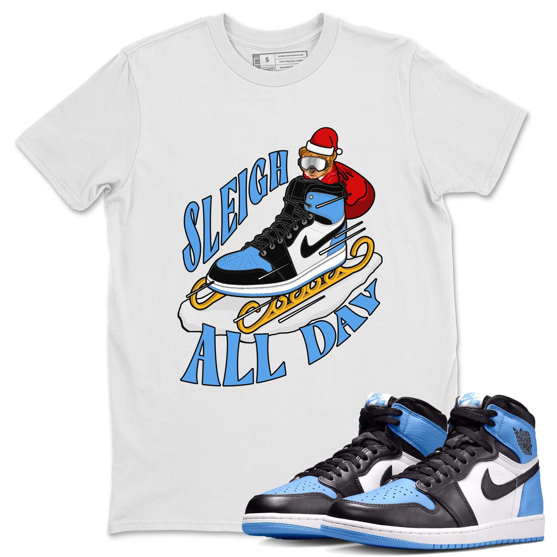 Air Jordan 1 UNC TOE shirt to match jordans Sleigh All Day sneaker tees christmas gift Xmas outfit AJ1 UNC TOE SNRT Sneaker Release Tees Unisex White 1 T-Shirt