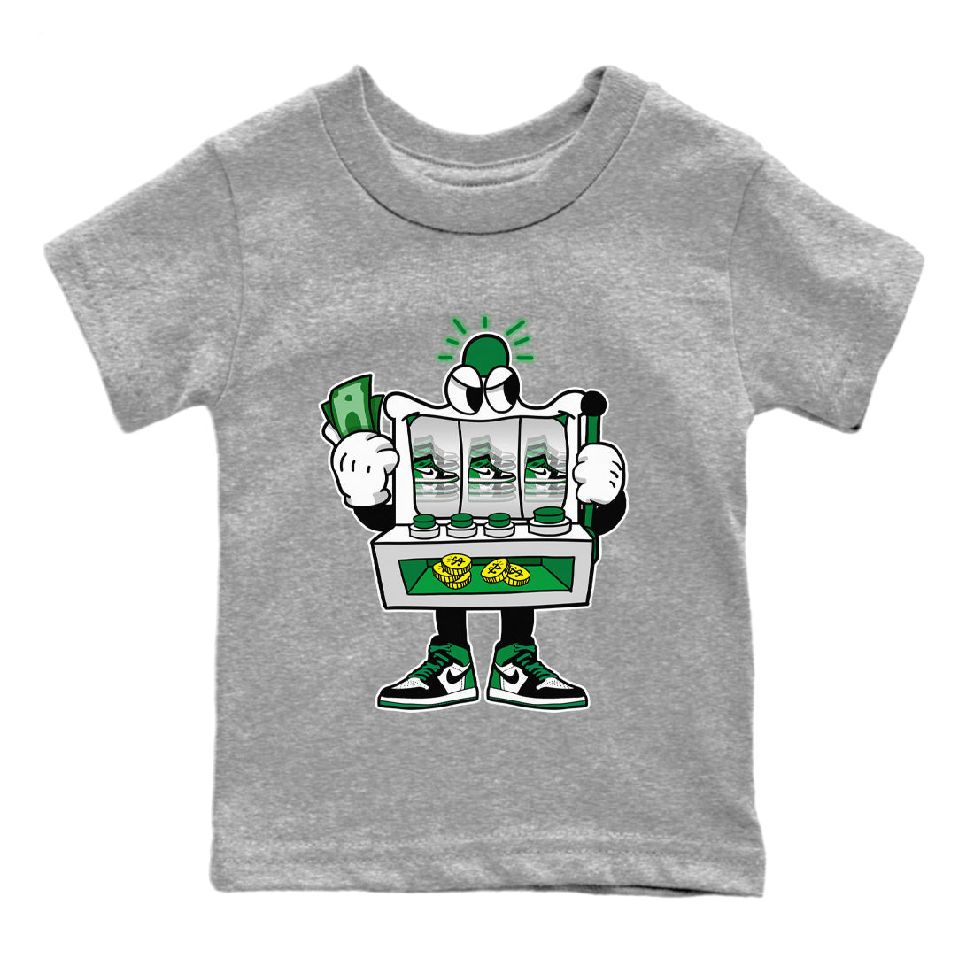 Air Jordan 1 Celtics Sneaker Match Tees Slot Machine Sneaker Tees Air Jordan 1 High OG Celtics Sneaker Release Tees Kids Shirts Heather Grey 2