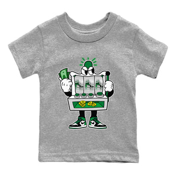 Air Jordan 1 Celtics Sneaker Match Tees Slot Machine Sneaker Tees Air Jordan 1 High OG Celtics Sneaker Release Tees Kids Shirts Heather Grey 2
