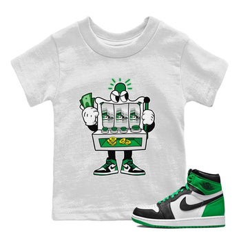 Air Jordan 1 Celtics Sneaker Match Tees Slot Machine Sneaker Tees Air Jordan 1 High OG Celtics Sneaker Release Tees Kids Shirts White 1