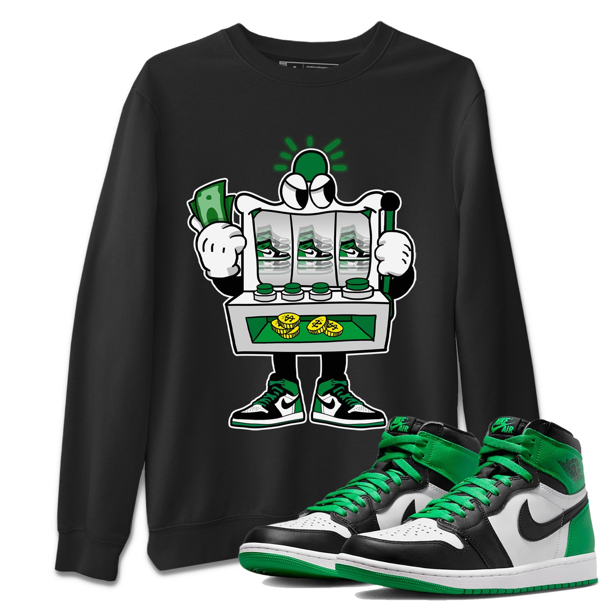 Air Jordan 1 Celtics Sneaker Match Tees Slot Machine Sneaker Tees Air Jordan 1 High OG Celtics Sneaker Release Tees Unisex Shirts Black 1