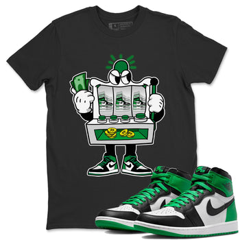Air Jordan 1 Celtics Sneaker Match Tees Slot Machine Sneaker Tees Air Jordan 1 High OG Celtics Sneaker Release Tees Unisex Shirts Black 1