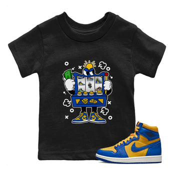 Jordan 1 Game Royal Varsity Maize Sneaker Match Tees Slot Machine Sneaker Tees Jordan 1 Game Royal Varsity Maize Sneaker Release Tees Kids Shirts