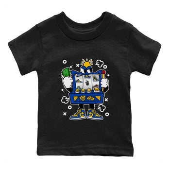 Jordan 1 Game Royal Varsity Maize Sneaker Match Tees Slot Machine Sneaker Tees Jordan 1 Game Royal Varsity Maize Sneaker Release Tees Kids Shirts