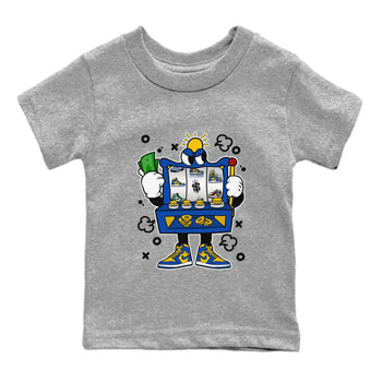 Jordan 1 Game Royal Varsity Maize Sneaker Match Tees Slot Machine Sneaker Tees Jordan 1 Game Royal Varsity Maize Sneaker Release Tees Kids Shirts