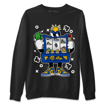 Jordan 1 Game Royal Varsity Maize Sneaker Match Tees Slot Machine Sneaker Tees Jordan 1 Game Royal Varsity Maize Sneaker Release Tees Unisex Shirts