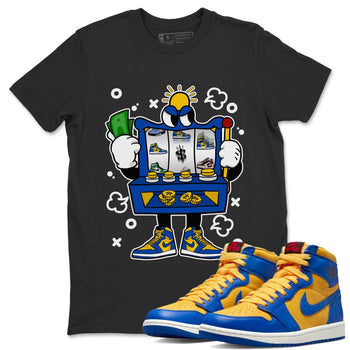 Jordan 1 Game Royal Varsity Maize Sneaker Match Tees Slot Machine Sneaker Tees Jordan 1 Game Royal Varsity Maize Sneaker Release Tees Unisex Shirts