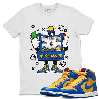 Jordan 1 Game Royal Varsity Maize Sneaker Match Tees Slot Machine Sneaker Tees Jordan 1 Game Royal Varsity Maize Sneaker Release Tees Unisex Shirts