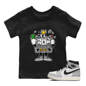 Jordan 1 White Cement Sneaker Match Tees Slot Machine Sneaker Tees Jordan 1 White Cement Sneaker Release Tees Kids Shirts
