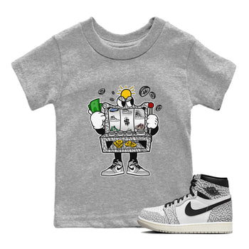Jordan 1 White Cement Sneaker Match Tees Slot Machine Sneaker Tees Jordan 1 White Cement Sneaker Release Tees Kids Shirts