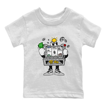 Jordan 1 White Cement Sneaker Match Tees Slot Machine Sneaker Tees Jordan 1 White Cement Sneaker Release Tees Kids Shirts