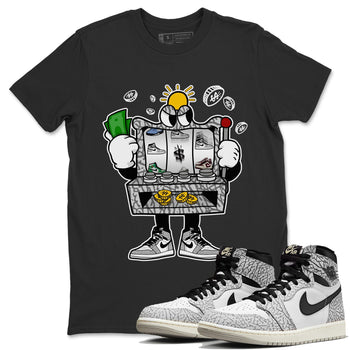 Jordan 1 White Cement Sneaker Match Tees Slot Machine Sneaker Tees Jordan 1 White Cement Sneaker Release Tees Unisex Shirts