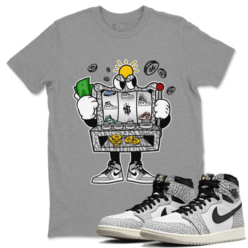 Jordan 1 White Cement Sneaker Match Tees Slot Machine Sneaker Tees Jordan 1 White Cement Sneaker Release Tees Unisex Shirts