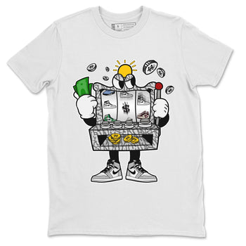 Jordan 1 White Cement Sneaker Match Tees Slot Machine Sneaker Tees Jordan 1 White Cement Sneaker Release Tees Unisex Shirts