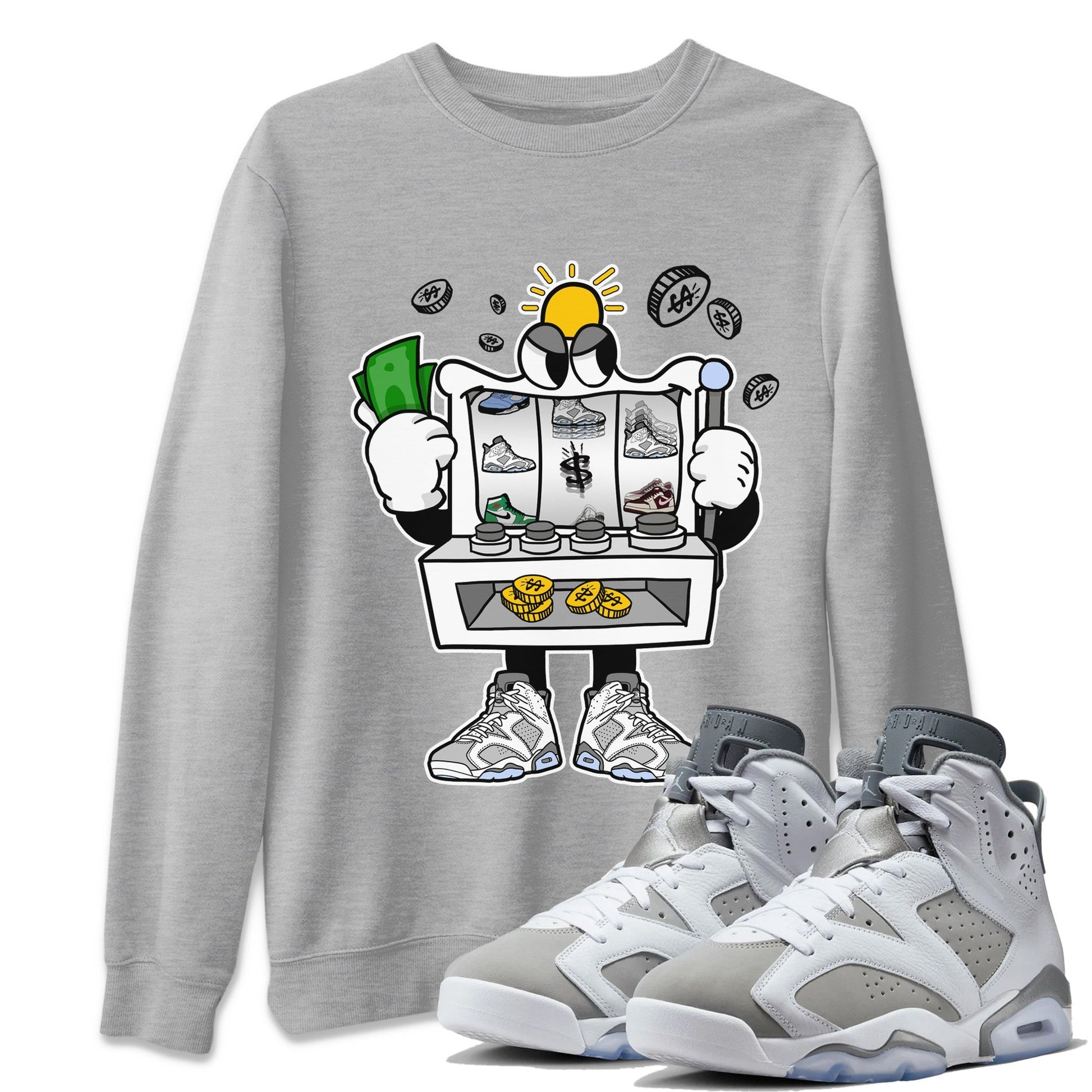 Jordan 6 Cool Grey Sneaker Match Tees Slot Machine Sneaker Tees Jordan 6 Cool Grey Sneaker Release Tees Unisex Shirts