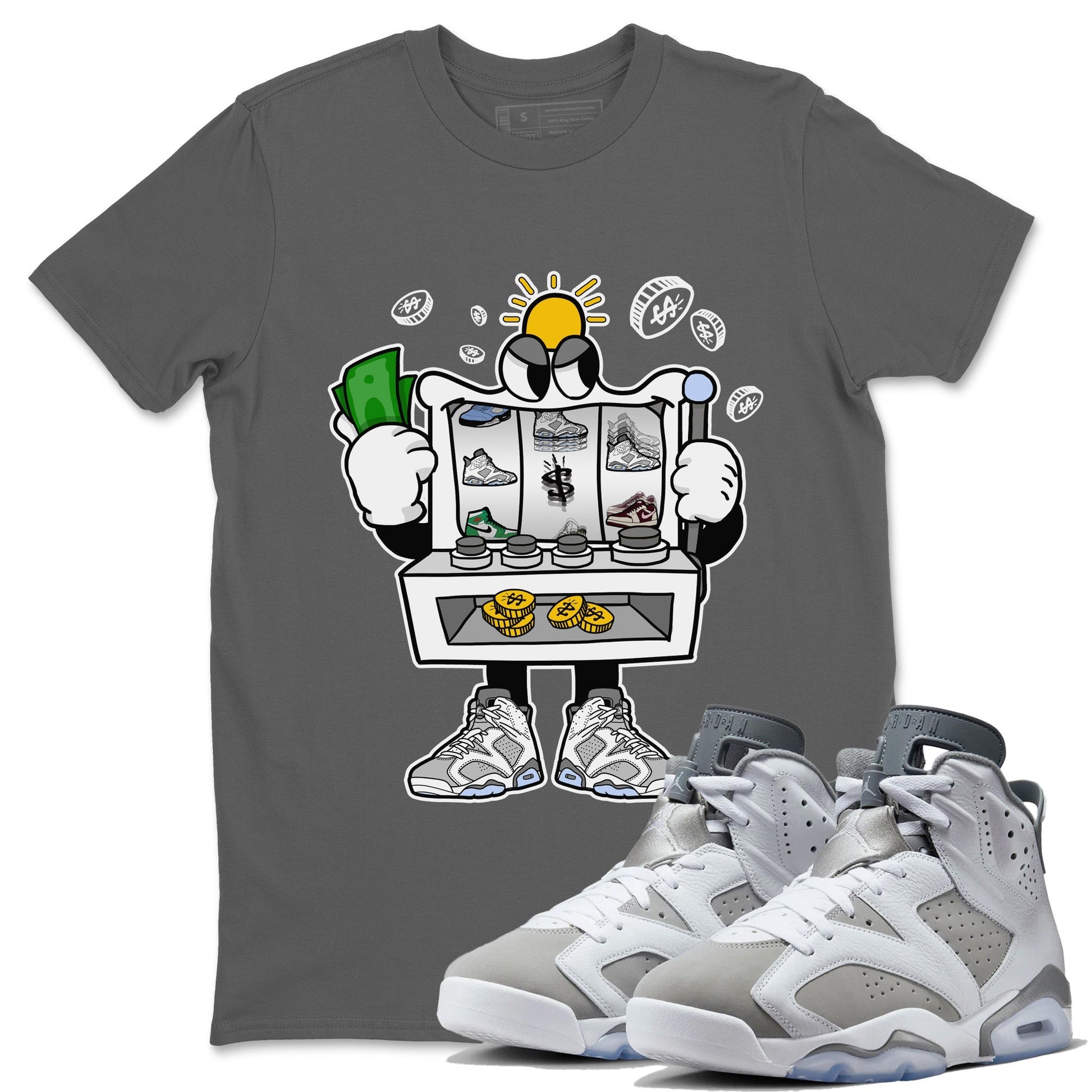 Jordan 6 Cool Grey Sneaker Match Tees Slot Machine Sneaker Tees Jordan 6 Cool Grey Sneaker Release Tees Unisex Shirts