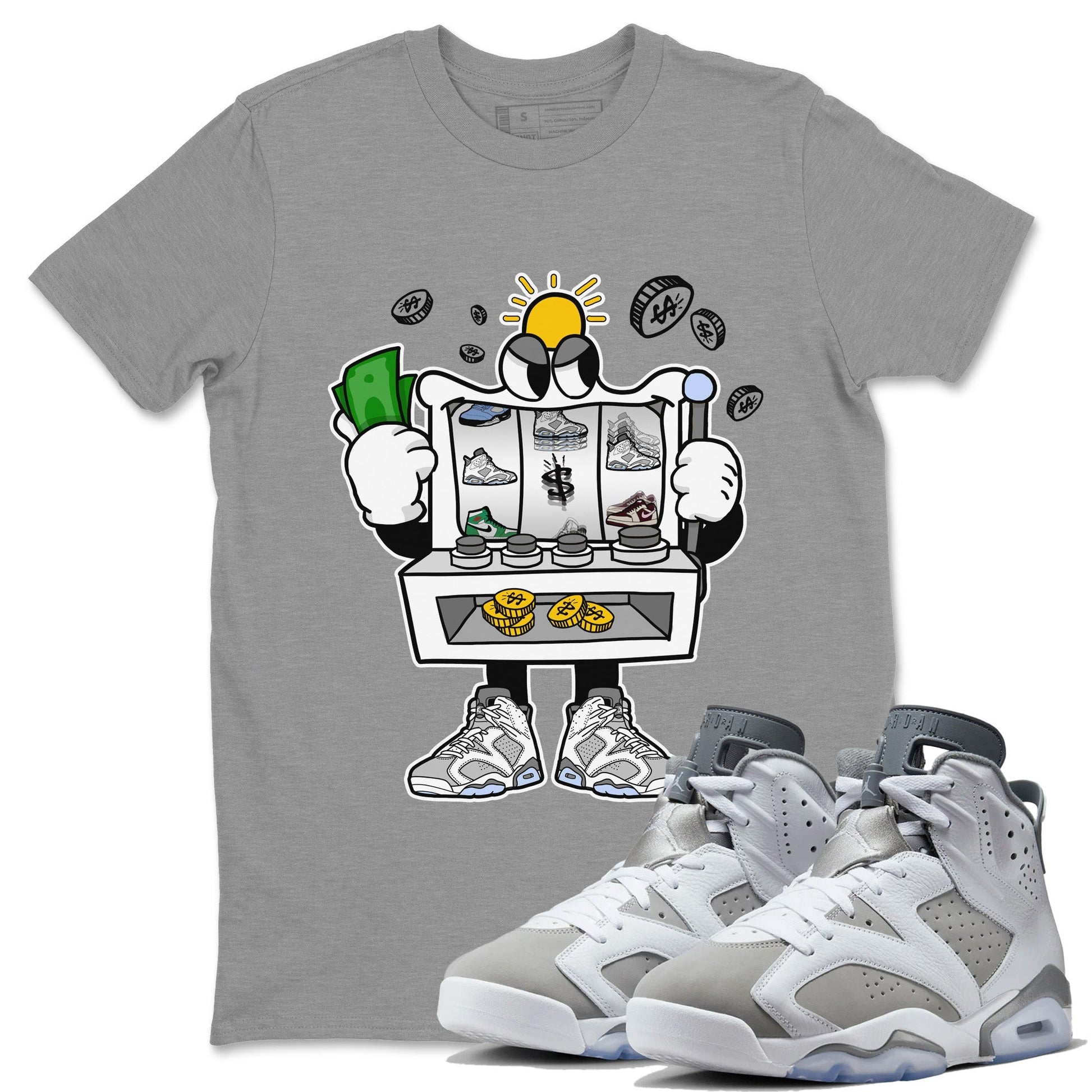 Jordan 6 Cool Grey Sneaker Match Tees Slot Machine Sneaker Tees Jordan 6 Cool Grey Sneaker Release Tees Unisex Shirts