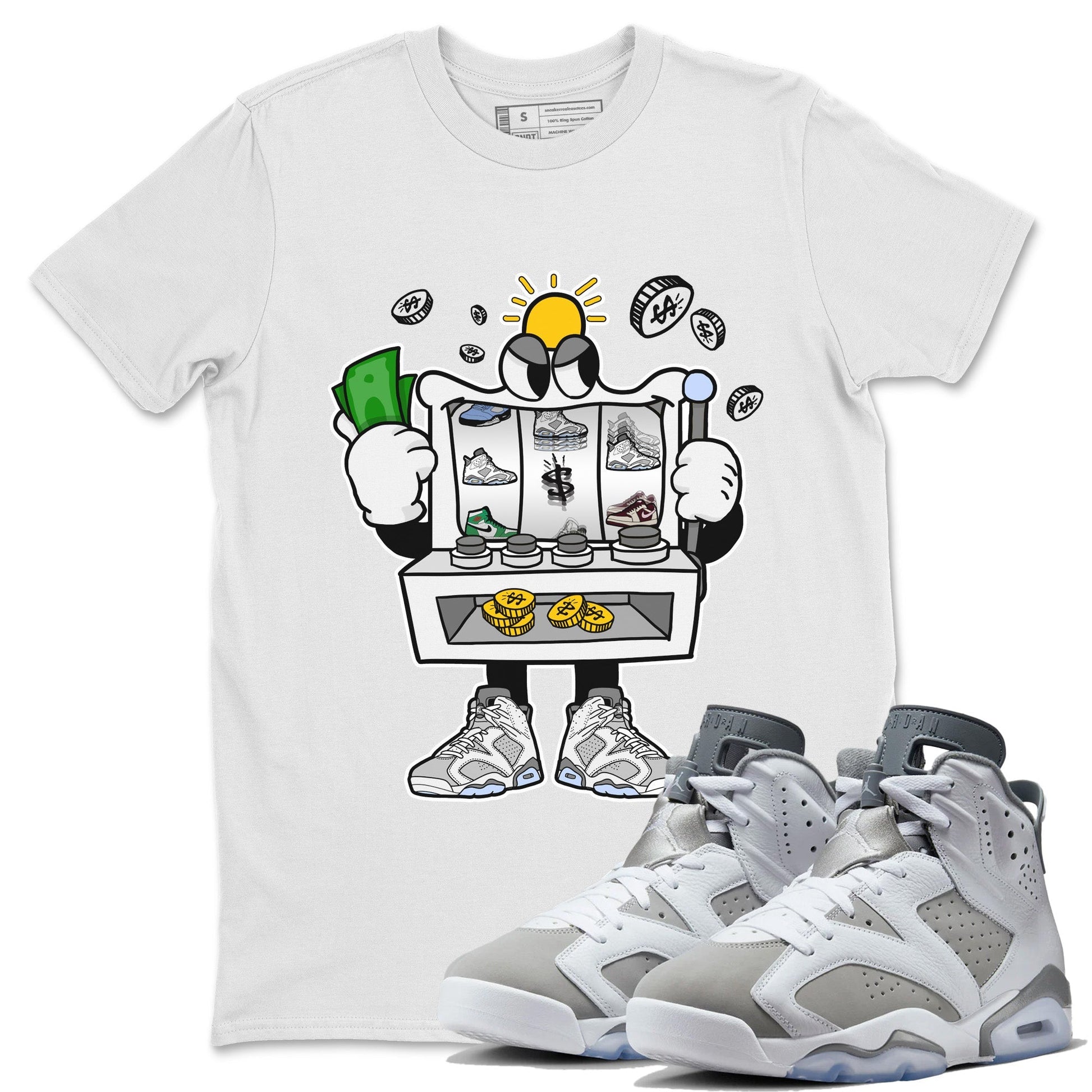 Jordan 6 Cool Grey Sneaker Match Tees Slot Machine Sneaker Tees Jordan 6 Cool Grey Sneaker Release Tees Unisex Shirts