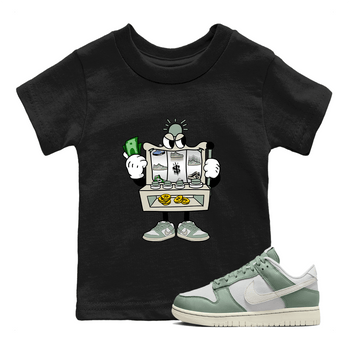 Dunk Low Mica Green Sneaker Match Tees Slot Machine Sneaker Tees Dunk Mica Green Sneaker Release Tees Kids Shirts Black 1