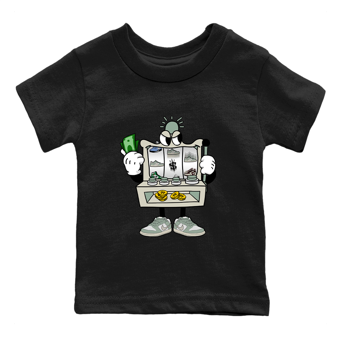 Dunk Low Mica Green Sneaker Match Tees Slot Machine Sneaker Tees Dunk Mica Green Sneaker Release Tees Kids Shirts Black 2