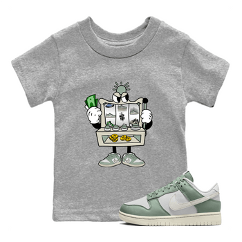 Dunk Low Mica Green Sneaker Match Tees Slot Machine Sneaker Tees Dunk Mica Green Sneaker Release Tees Kids Shirts Heather Grey 1