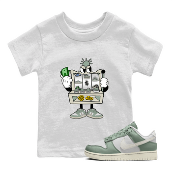 Dunk Low Mica Green Sneaker Match Tees Slot Machine Sneaker Tees Dunk Mica Green Sneaker Release Tees Kids Shirts White 1