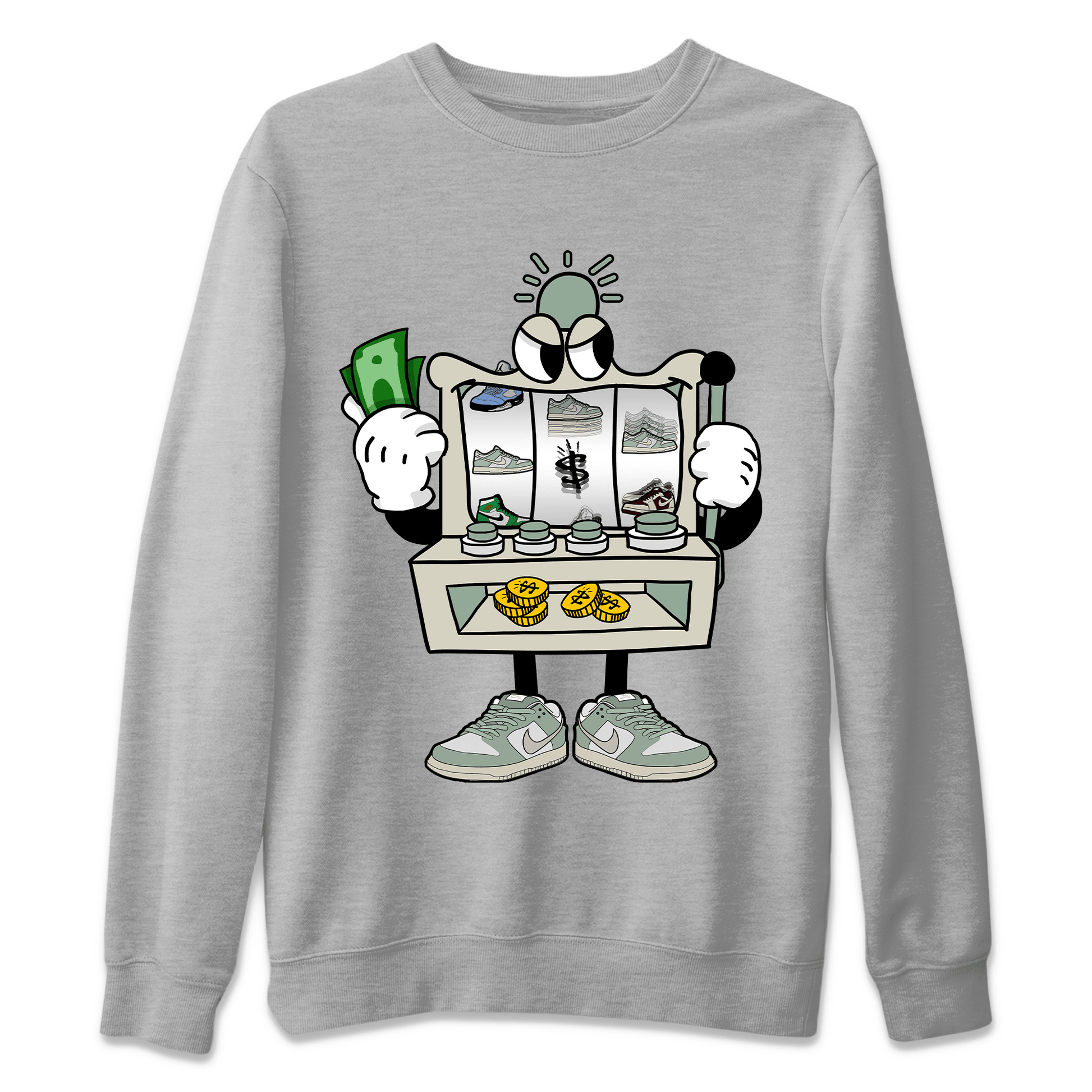 Dunk Low Mica Green Sneaker Match Tees Slot Machine Sneaker Tees Dunk Mica Green Sneaker Release Tees Unisex Shirts Heather Grey 2