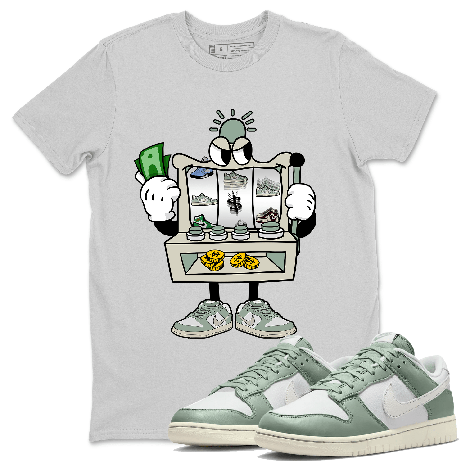 Dunk Low Mica Green Sneaker Match Tees Slot Machine Sneaker Tees Dunk Mica Green Sneaker Release Tees Unisex Shirts Silver 1