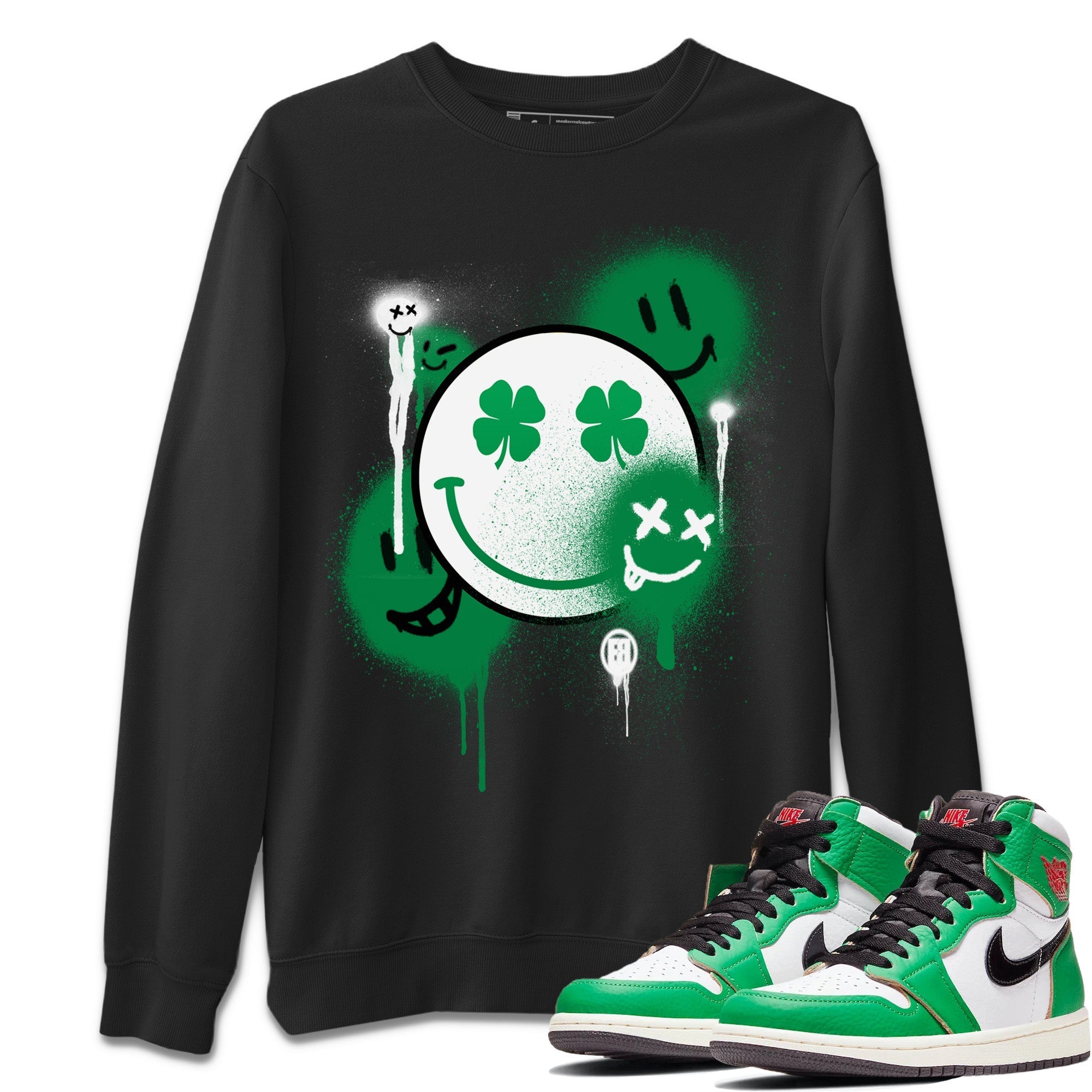 Jordan 1 Lucky Green Sneaker Match Tees Smile Painting Sneaker Tees Jordan 1 Lucky Green Sneaker Release Tees Unisex Shirts