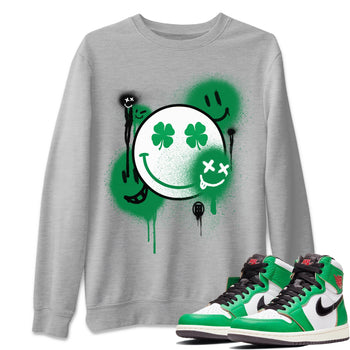 Jordan 1 Lucky Green Sneaker Match Tees Smile Painting Sneaker Tees Jordan 1 Lucky Green Sneaker Release Tees Unisex Shirts