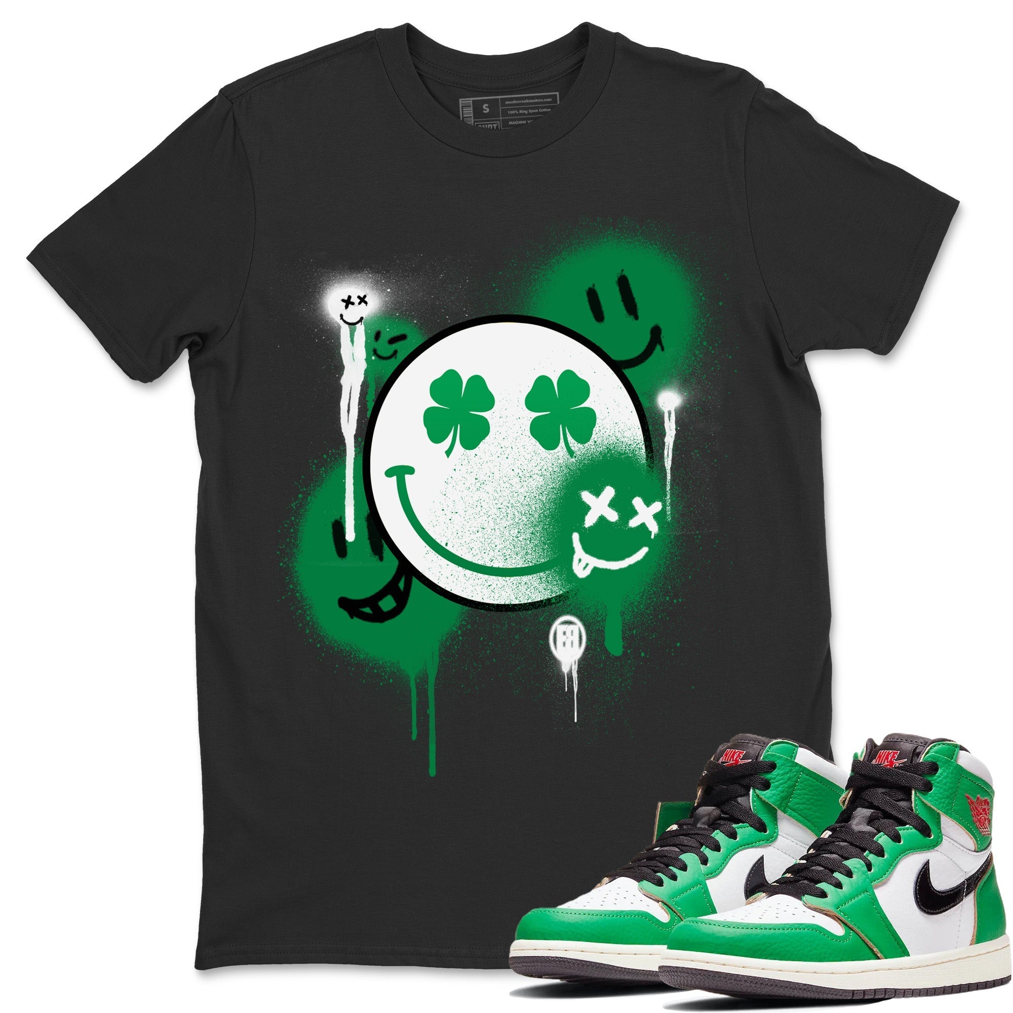Jordan 1 Lucky Green Sneaker Match Tees Smile Painting Sneaker Tees Jordan 1 Lucky Green Sneaker Release Tees Unisex Shirts