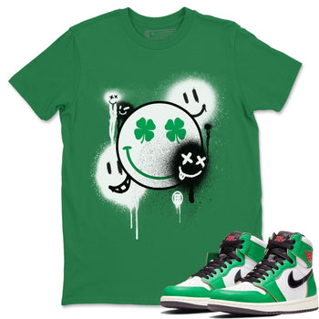 Jordan 1 Lucky Green Sneaker Match Tees Smile Painting Sneaker Tees Jordan 1 Lucky Green Sneaker Release Tees Unisex Shirts