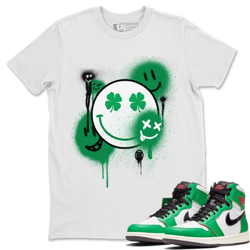 Jordan 1 Lucky Green Sneaker Match Tees Smile Painting Sneaker Tees Jordan 1 Lucky Green Sneaker Release Tees Unisex Shirts