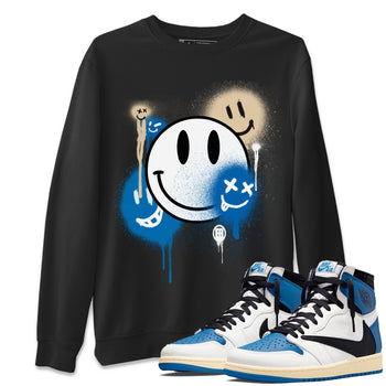 Jordan 1 Travis Scott Fragment Sneaker Match Tees Smile Painting Sneaker Tees Jordan 1 Travis Scott Fragment Sneaker Release Tees Unisex Shirts