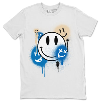 Jordan 1 Travis Scott Fragment Sneaker Match Tees Smile Painting Sneaker Tees Jordan 1 Travis Scott Fragment Sneaker Release Tees Unisex Shirts