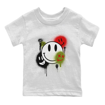 Air Jordan 1 Travis Scott Olive Sneaker Match Tees Smile Painting Sneaker Tees Air Jordan 1 Low x Travis Scott x Olive Sneaker Release Tees Kids Shirts White 2
