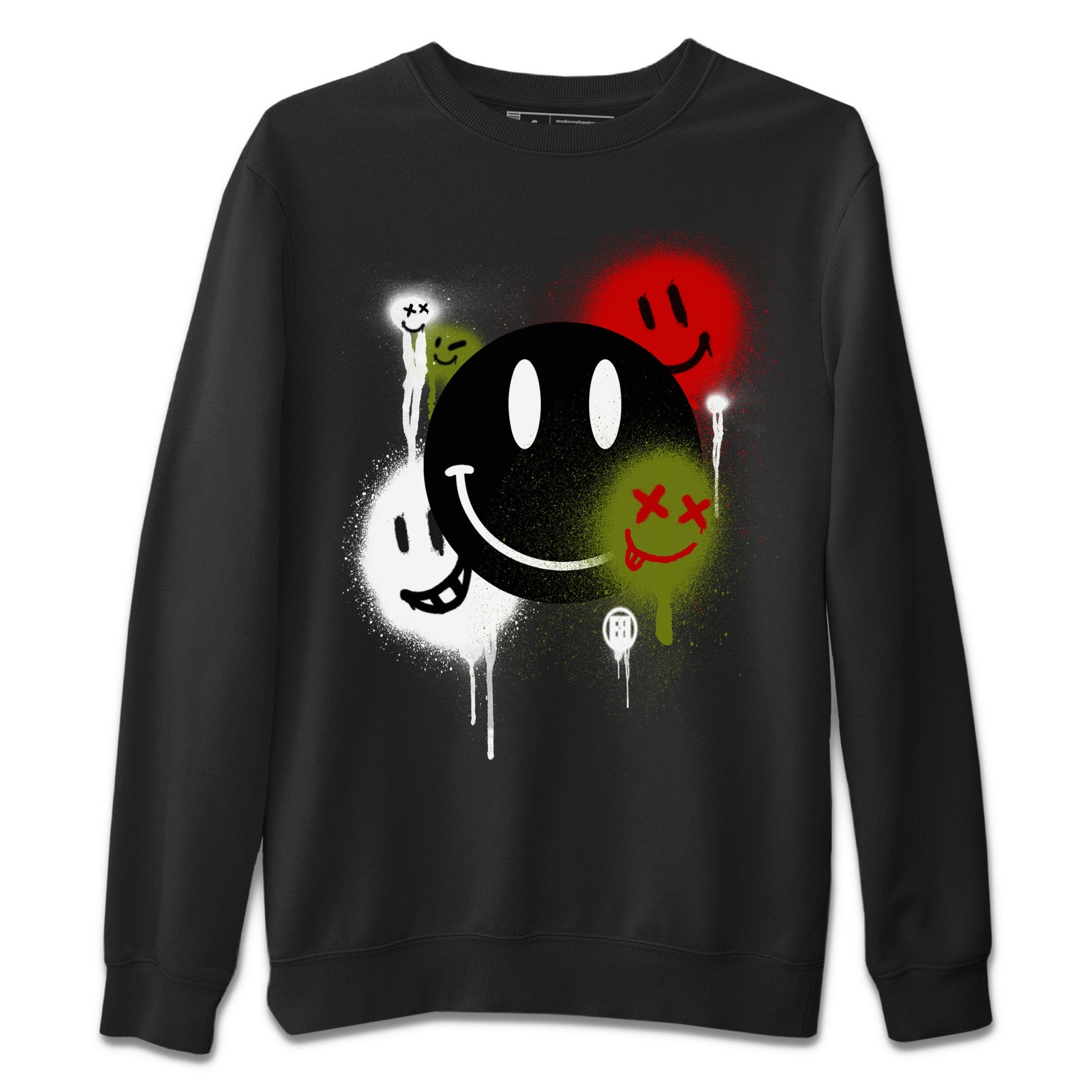Air Jordan 1 Travis Scott Olive Sneaker Match Tees Smile Painting Sneaker Tees Air Jordan 1 Low x Travis Scott x Olive Sneaker Release Tees Unisex Shirts Black 2