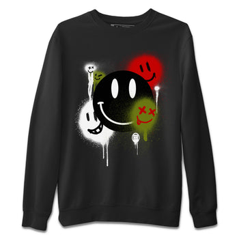 Air Jordan 1 Travis Scott Olive Sneaker Match Tees Smile Painting Sneaker Tees Air Jordan 1 Low x Travis Scott x Olive Sneaker Release Tees Unisex Shirts Black 2
