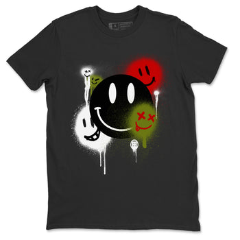 Air Jordan 1 Travis Scott Olive Sneaker Match Tees Smile Painting Sneaker Tees Air Jordan 1 Low x Travis Scott x Olive Sneaker Release Tees Unisex Shirts Black 2