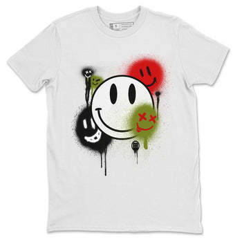 Air Jordan 1 Travis Scott Olive Sneaker Match Tees Smile Painting Sneaker Tees Air Jordan 1 Low x Travis Scott x Olive Sneaker Release Tees Unisex Shirts White 2