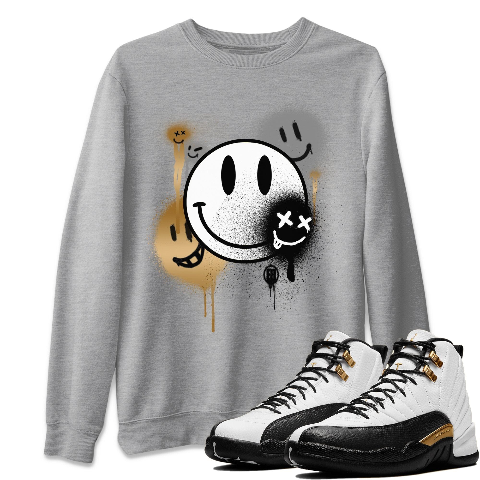 Jordan 12 Royalty Sneaker Match Tees Smile Painting Sneaker Tees Jordan 12 Royalty Sneaker Release Tees Unisex Shirts