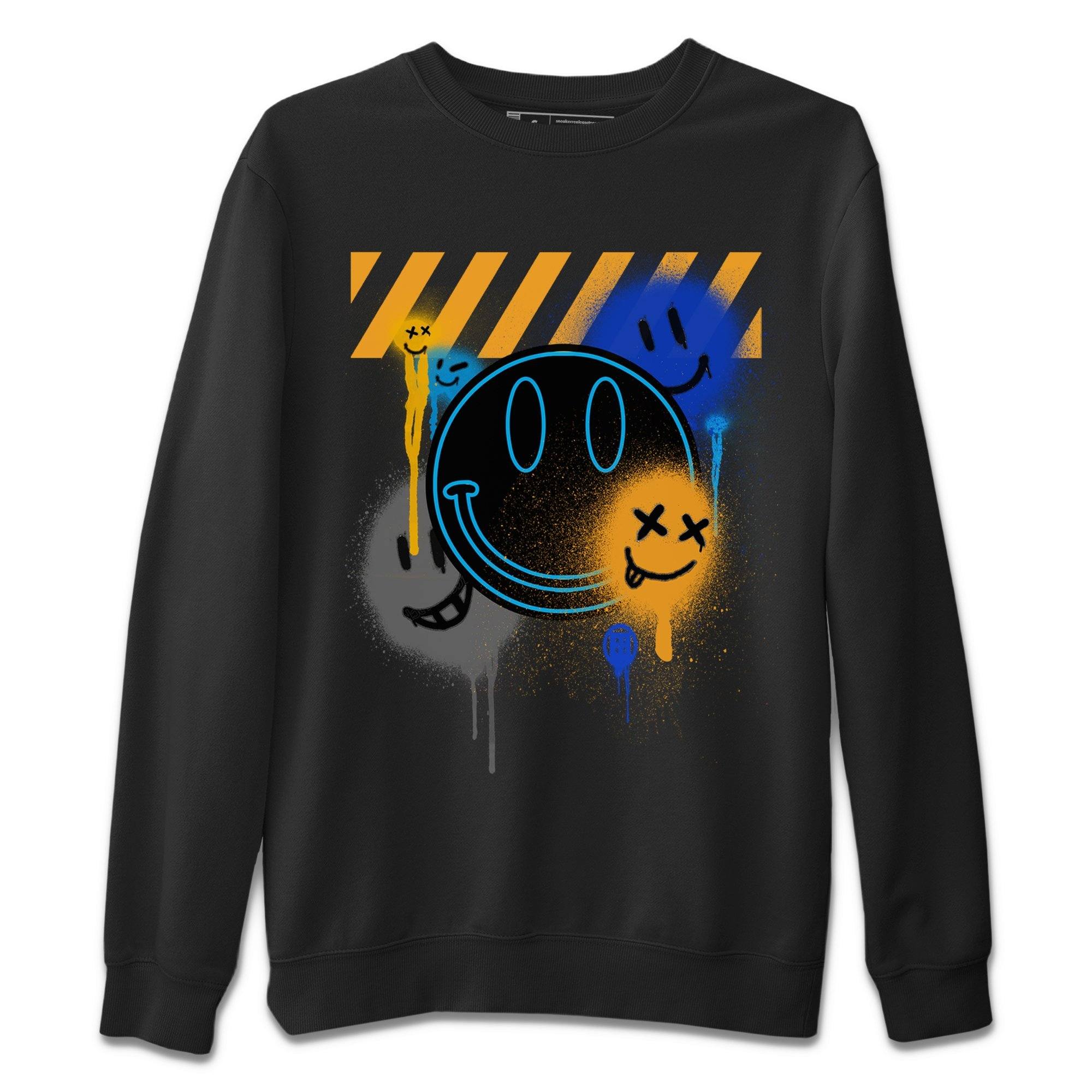 Jordan 2 OFF-WHITE Black Blue Sneaker Match Tees Smile Painting Sneaker Tees Jordan 2 OFF-WHITE Black Blue Sneaker Release Tees Unisex Shirts