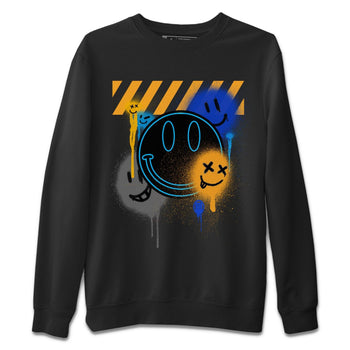 Jordan 2 OFF-WHITE Black Blue Sneaker Match Tees Smile Painting Sneaker Tees Jordan 2 OFF-WHITE Black Blue Sneaker Release Tees Unisex Shirts
